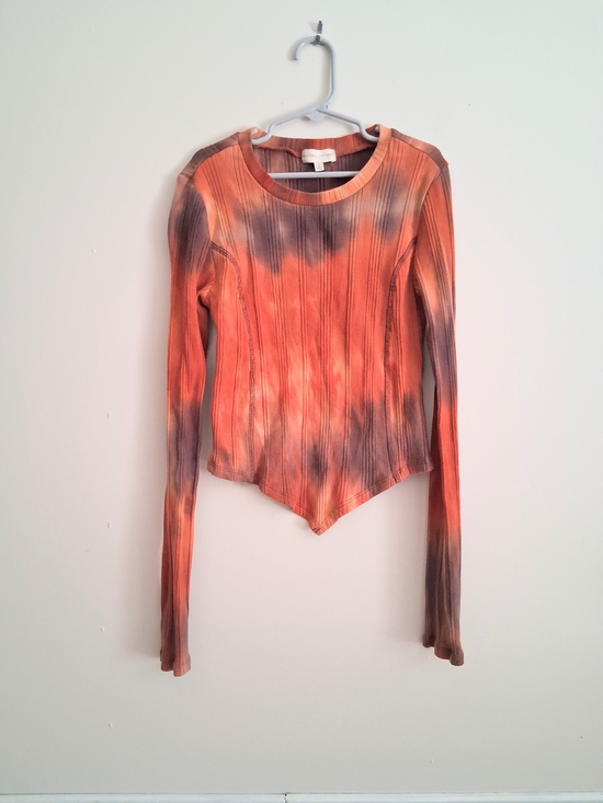 Gilded Intent Tops - Gilded Intent Long Sleeve V-front Hem Shirt Cotton Blend Women's Small Tie Dye